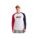 Huk Men's Airweight USA Long Sleeve Crew Neck Shirt White Medium - Huk