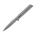 ASP Slim Folder Assisted Opening Pocket Knife 3.5" Reverse Tanto AUS-8 Stonewashed Blade G-10 Handle Black/White - Asp