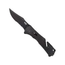 SOG Trident Assisted Opening Pocket Knife 3.5" Partially Serrated Clip Point AUS-8 Black Titanium Nitride Blade Glass Reinforced Nylon (GRN) Handle Black - SOG Knives