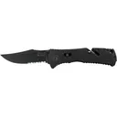 SOG Trident Mini Assisted Opening Pocket Knife 3.15" Partially Serrated Clip Point AUS-8 Stainless Steel TiNi Coated Blade GRN Handle Black - Sog