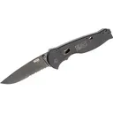 SOG Flash II Assisted Opening Pocket Knife 3.5" Serrated AUS-8 Stainless Steel Drop Point Blade Black GRN Handle Black - SOG Knives