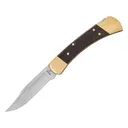 Buck Knives 110 Slim Elite Heritage Brass Pocket Knife 3.75" Clip Point CPM MagnaCut Satin Blade Ebony Wood Handle Brown - Buck Knives