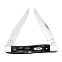 Case Muskrat Pocket Knife 2.9" Clip Point Tru-Sharp Mirror Polished Blade Jigged Buffalo Horn Handle Black - Case