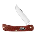 Case Sod Buster Jr Pocket Knife 2.8" Skinner Carbon Mirror Polished Blade Burlap Micarta Handle Dark Red - Case