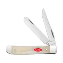 Case Mini Trapper Pocket Knife 2.75" Clip Point, Spey Tru-Sharp Mirror Polished Blade Bone Handle Natural - Case