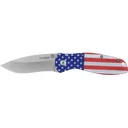 Kershaw Blur Assisted Opening Pocket Knife 3.4" Drop Point Sandvik 14C28N Stonewashed Blade Aluminum Handle American Flag - Kershaw
