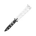 Bear & Son Butterfly Training Knife 3.5" Blunt Point 1095 Carbon Steel Blade Stainless Steel Handle White - Bear & Son