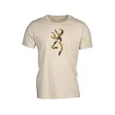 Browning Men's Camo Buckmark Short Sleeve Crew Neck T Shirt Tan 2XL - Browning