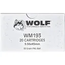 Wolf M193 5.56x45mm NATO Ammo 55 Grain Full Metal Jacket Case of 1000 (50 Boxes of 20) - Wolf Ammunition