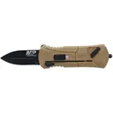 Smith & Wesson M&P OTF Compact Assisted Opening Pocket Knife 1.9" Spear Point AUS-8 Black Oxide Blade Aluminum Handle Tan - Smith & Wesson