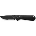 Benchmade Redoubt Pocket Knife 3.55" Partially Serrated Drop Point CPM D2 Black Cerakote Blade Grivory Handle Black - Benchmade