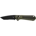 Benchmade Redoubt Pocket Knife 3.53" Partially Serrated Tanto Point CPM D2 Black Blade Grivory Handle Ranger Green - Benchmade