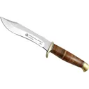 PUMA SGB Buffalo Hunter Fixed Blade Knife 5.7" Clip, Recurve 1.4116 Satin Blade Stacked Leather Handle Brown - Puma