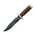 SOG 40th Anniversary Fat Guard Bowie Fixed Blade Knife 6.1" Clip Point AUS-10 Black PVD Blade Leather Handle Brown - Sog