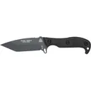 TOPS Knives Silent Hero 4 Fixed Blade Knife 5.5" Tanto Point 1095 Black Traction Blade G-10 Handle Black - Tops Knives