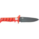 Bubba Utility Fixed Blade Knife 6" Partially Serrated Drop Point Stainless Steel Gray Ti-Nitride Blade Rubber Handle Red - Bubba