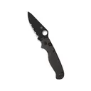 Spyderco Button Up Pocket Knife 3.27" Drop Point 8Cr13MoV Black Partially Serrated Blade Carbon Fiber Handle Black - Spyderco