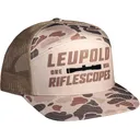 Leupold Men's Riflescopes 7 Panel Trucker Hat Light Tan/Harvest Duck Camo One Size Fits Most - Leupold