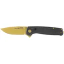SOG Terminus XR LTE Pocket Knife 2.95" Drop Point CPM S35VN Gold Titanium Nitride Blade Carbon Fiber Handle Black - SOG Knives
