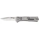 SOG Slim Jim Assisted Opening Pocket Knife 3.18" Clip Point AUS-8 Satin Blade 420 Handle Silver - SOG Knives