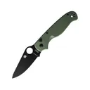 Spyderco Button Up Pocket Knife 3.25" Drop Point 8Cr13MoV Black Oxide Blade G-10 Handle OD Green - Spyderco