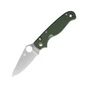 Spyderco Button Up Pocket Knife 3.25" Drop Point 8Cr13MoV Satin Blade G-10 Handle OD Green - Spyderco