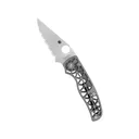 Spyderco Edgerati Pocket Knife 3.57" Drop Point Fully Serrated CPM S30V Satin Blade Aluminum Handle Gray - Spyderco