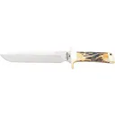 Bear & Son Freedom Fighting Bowie Fixed Blade Knife 8" Clip Point D2 Satin Blade Bone Handle - Bear & Son
