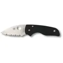 Spyderco Lil' Native Pocket Knife 2.5" Fully Serrated Leaf CPM S30V Satin Blade G-10 Handle Black - Spyderco