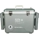 Engel 30 Quart Live Bait Pro Cooler Silver with Rod Holders and AP4 XL Rechargeable Aerator - Engel
