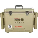 Engel 30 Quart Live Bait Pro Cooler Tan with Rod Holders and AP4 XL Rechargeable Aerator - Engel