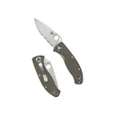 Spyderco Tenacious Folding Knife 3.35" Partially Serrated Drop Point CPM-M4 Satin Blade G-10 Handle Brown - Spyderco