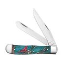 Case Trapper Cardinal Pocket Knife 3.27" Clip/Spey Tru-Sharp Mirror Polished Blade Bone Handle Blue - Case