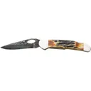 Bear & Son 5150LD Pocket Knife 3.25" Drop Point Damascus Blade Stag Handle - Bear & Son