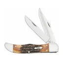 Case Folding Hunter Folding Hunting Knife 2-Blade Clip Points Stainless Steel Blades BoneStag Handle Brown - Case Knives