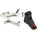ZEV Technologies PRO Trigger with Trigger Bar Flat Faced for Glock 17, 19, 22, 23, 24, 26, 27, 31, 32, 33, 34, 35, 37, 38, 39 Gen 1, 2, 3, 4 Aluminum Black Pad, Red Safety - ZEV Technologies