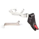 ZEV Technologies PRO Trigger with Trigger Bar Curved Face for Glock 17, 19, 22, 23, 24, 26, 27, 31, 32, 33, 34, 35, 37, 38, 39 Gen 1, 2, 3, 4 Aluminum Black Pad, Red Safety - ZEV Technologies