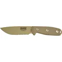 ESEE Knives ESEE-4 Fixed Blade Knife 4.5" Partially Serrated Drop Point 1095 Desert Tan Blade Micarta Handle Desert Tan - Esee Knives