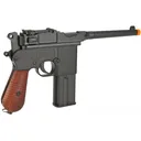 KWC M712 Broomhandle Airsoft Pistol 6mm BB CO2 Powered Full-Auto/Sem-Auto Black - Kwc