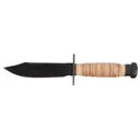 Ontario Mil-Spec 499 AFSK Fixed Blade Knife 5" Drop Point 1095 Black Carbon Steel Blade Leather Handle Brown - Ontario