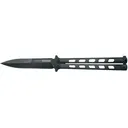 BLACKHAWK! Dark Angel Butterfly Knife 4.25" Spear Point D2 Black PVD Blade Stainless Steel Handle Black - Blackhawk!
