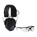 Walker's Razor Slim XTRM Gel Electronic Ear Muffs Black with Clear Lens Shooting Glasses - Walkers Game Ear