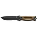 Gerber StrongArm Coyote Serrated Fixed Blade Knife 4.8" Partially Serrated Drop Point 420HC Black Ceramic Coat Blade Glass Filled Nylon/Rubber Handle Coyote - Gerber