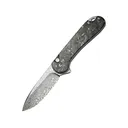 CIVIVI Button Lock Elementum II Pocket Knife 2.96" Drop Point Damascus Blade Shredded Carbon Fiber Handle Black/Gold - CIVIVI Knives