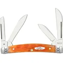 Case Small Congress Pocket Knife 1.86" Spear, Sheepsfoot, Pen and Coping Tru-Sharp Mirror Polished Blade Jigged Bone Handle Cayenne - Case Knives