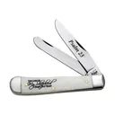 Case Religious Sayings Trapper 2 Pocket Knife 3.27" Drop Point Stainless Steel Polished Blade Bone Handle White - Case