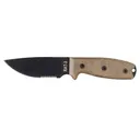 Ontario RAT-3 Fixed Blade Knife 3.5" Serrated Drop Point 1095 Black Carbon Steel Blade Micarta Handle Green - Ontario