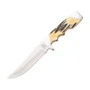 Bear & Son India Stag Fixed Blade Knife 4.375" Clip Point 440HC Satin Blade Bone Handle Stag - Bear & Son