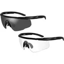 Wiley X Saber Advanced Shooting Glasses 2 Matte Black Frames w/Smoke Gray, Clear Lenses - Wiley X