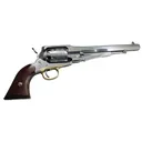 Uberti 1858 Remington Black Powder Revolver 44 Caliber 8" Engraved Stainless Barrel White Heat Treated Frame Walnut Grip - Uberti